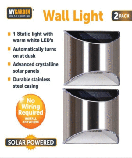 Garden Solar Powered Wall Light | Outdoor Waterproof LED Lighting