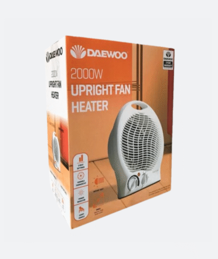 Daewoo 2000W Upright Fan Heater – 2 Heat Settings & Cool Fan | Compact & Stylish