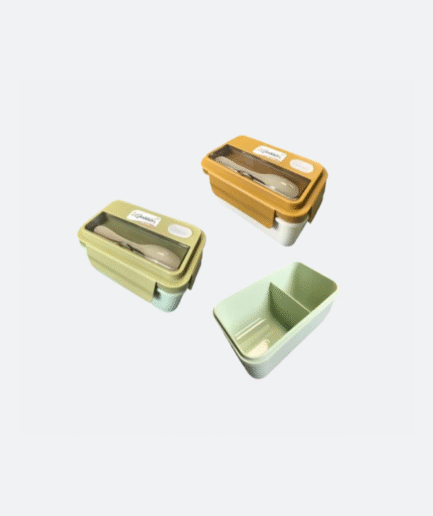 Plastic 2-Compartment Lunch Box with Spoon